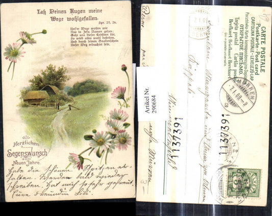 290684, Artist Lithograph Saying Quote Let my ways please your eyes Text New Year Flowers