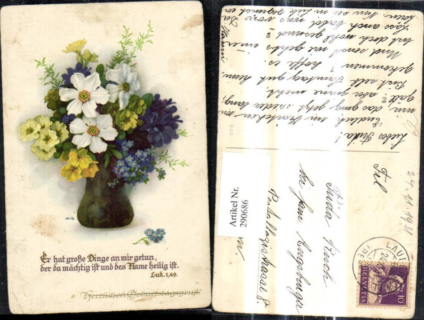 290686,Spruch Zitat Er hat große Dinge an mir getan Vase Blumen