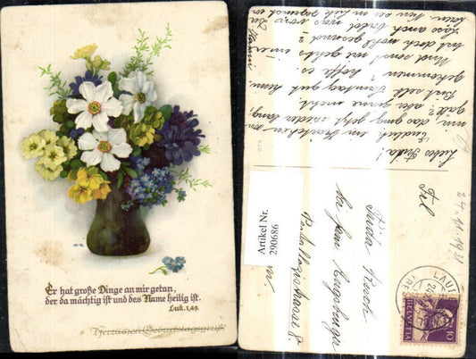 290686,Spruch Zitat Er hat große Dinge an mir getan Vase Blumen