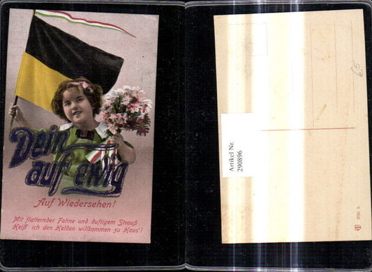 290896,Ewig Dein Spruch Zitat Mädchen Fahne Blumenstrauß Patriotik Glitzerverzierung