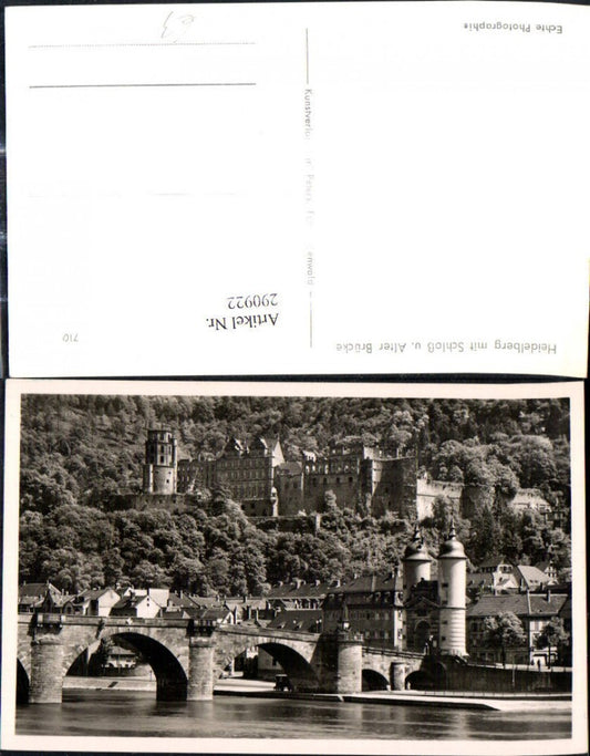 290922,Foto Ak Heidelberg m. Schloss u. Alter Brücke