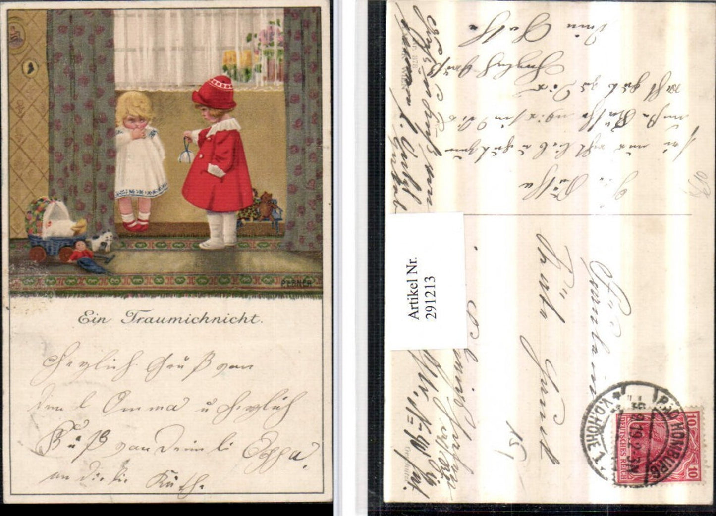 291213,Künstler AK Pauli Ebner Traumichnicht Kinder Geschenk Puppe pub Munk Wien 878