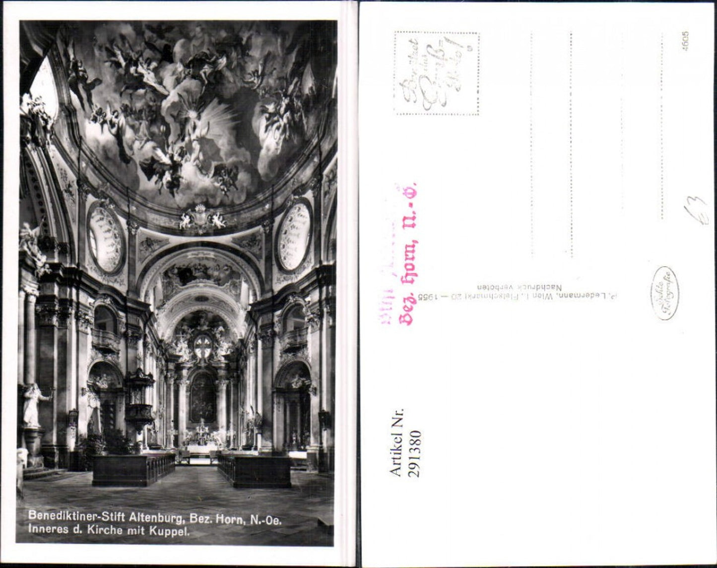 291380,Benediktiner-Stift Altenburg Innenansicht d. Kirche m. Kuppel