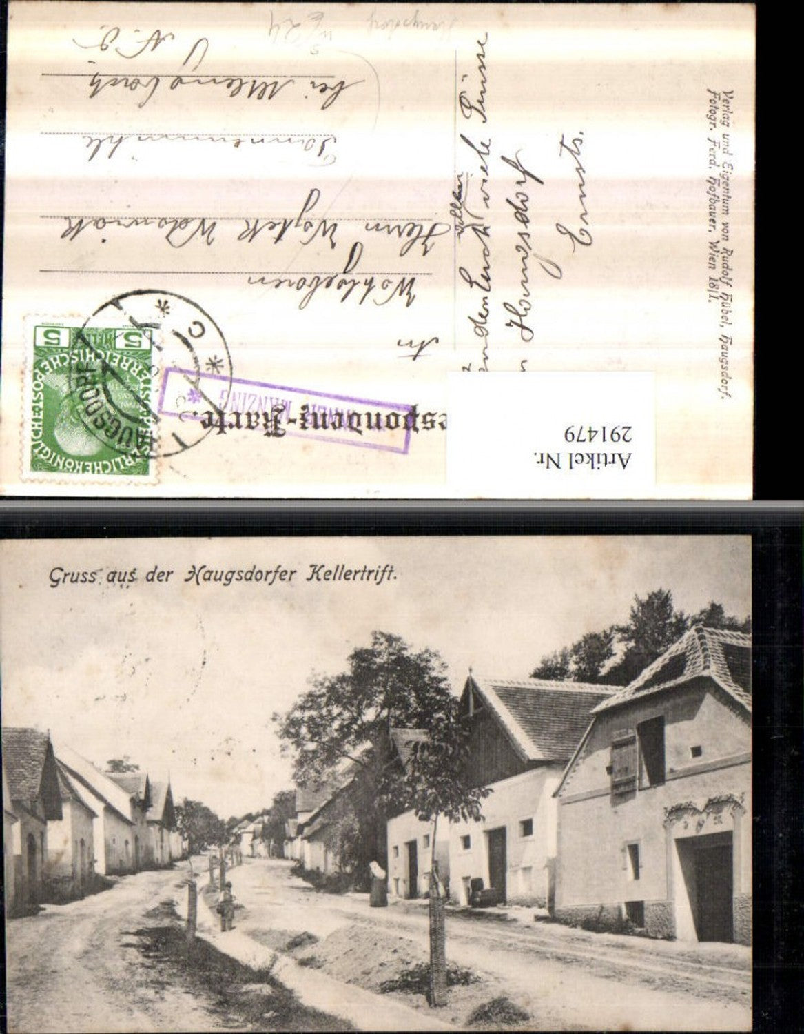 291479,Gruß aus d. Haugsdorfer Kellertrift Straßenansicht Haugsdorf Postablage Inner Manzing