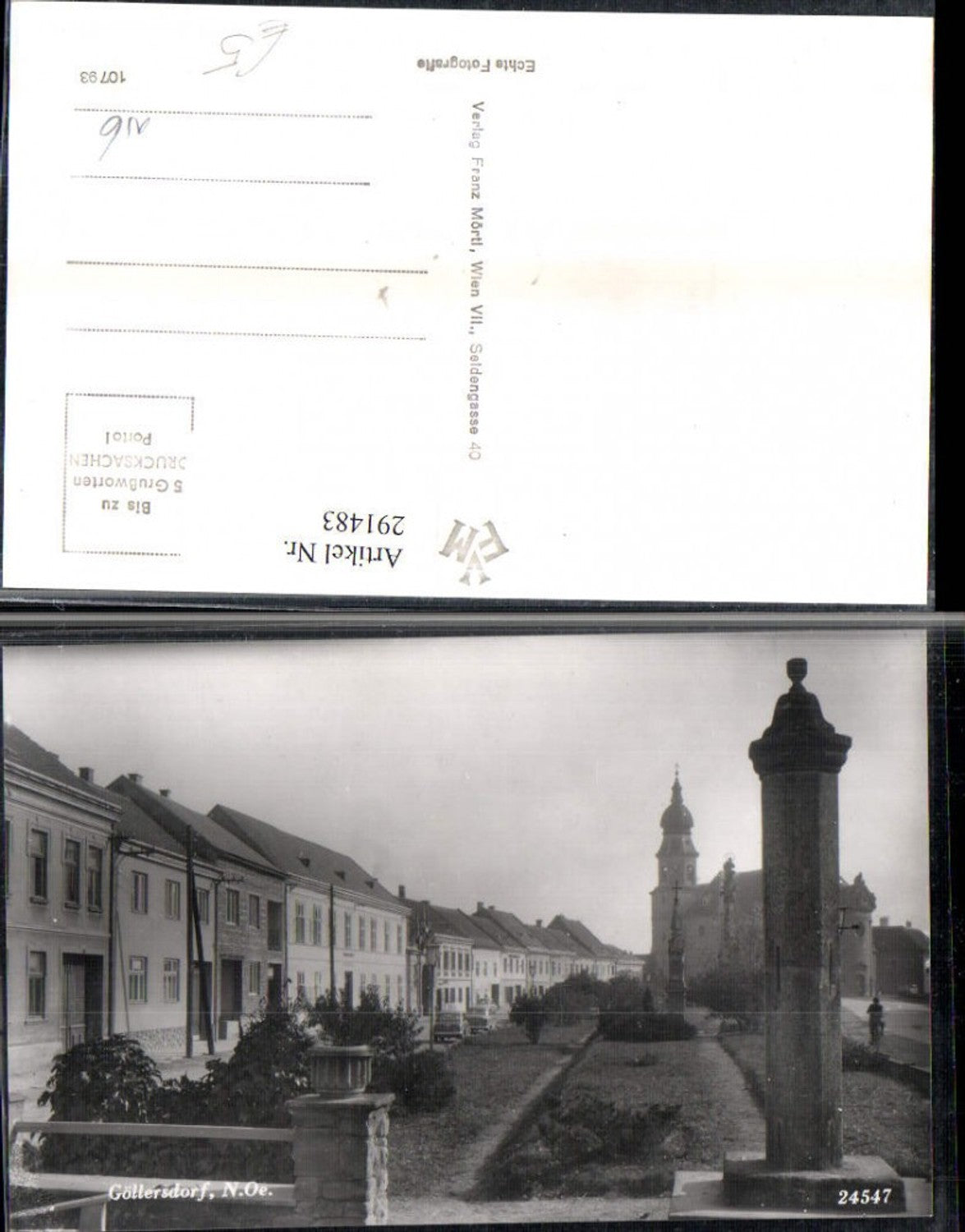291483,Göllersdorf Straßenansicht Säulen Kirche