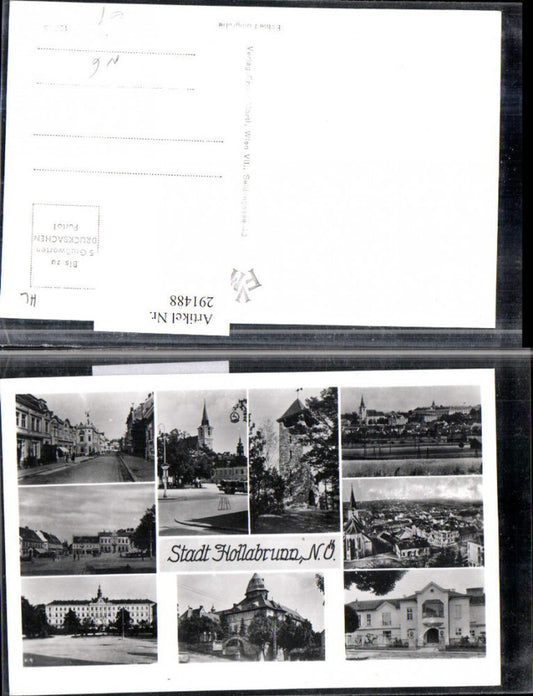 291488,Hollabrunn Totale Kirche Turm Straßenansicht Schloss Mehrbildkarte