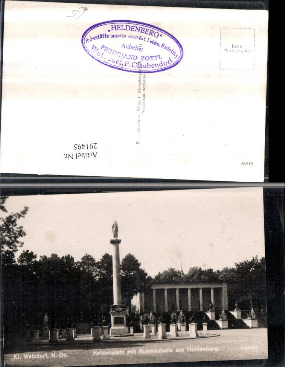 291495,Kleinwetzdorf Heldenplatz m. Ruhmeshalle am Heldenberg Säule