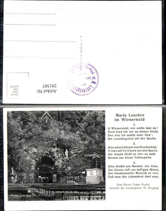 291507,Maria Lourdes im Wienerwald Grotte Text