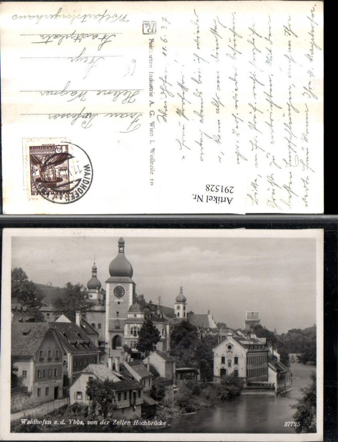 291528,Waidhofen an der Ybbs Teilansicht von d. Zeller Hochbrücke Turm