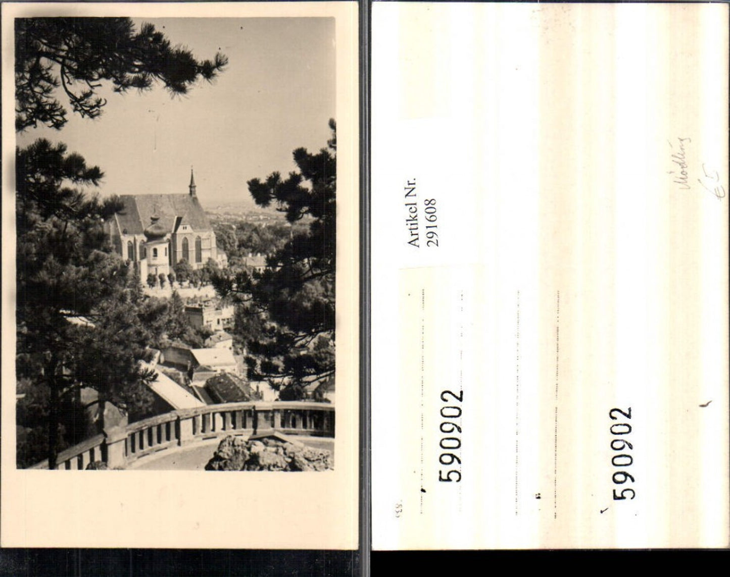 291608,Foto AK Mödling Teilansicht Kirche