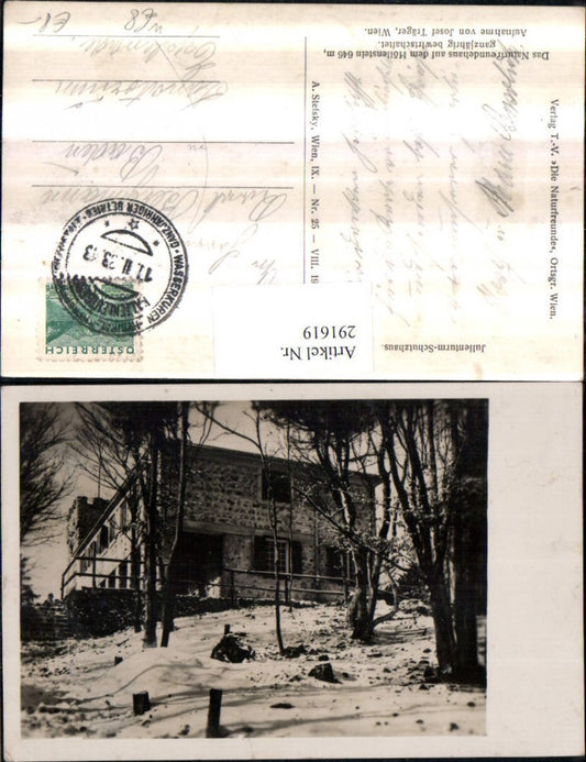 291619,Foto AK Julienturm-Schutzhaus b. Kaltenleutgeben Winterbild