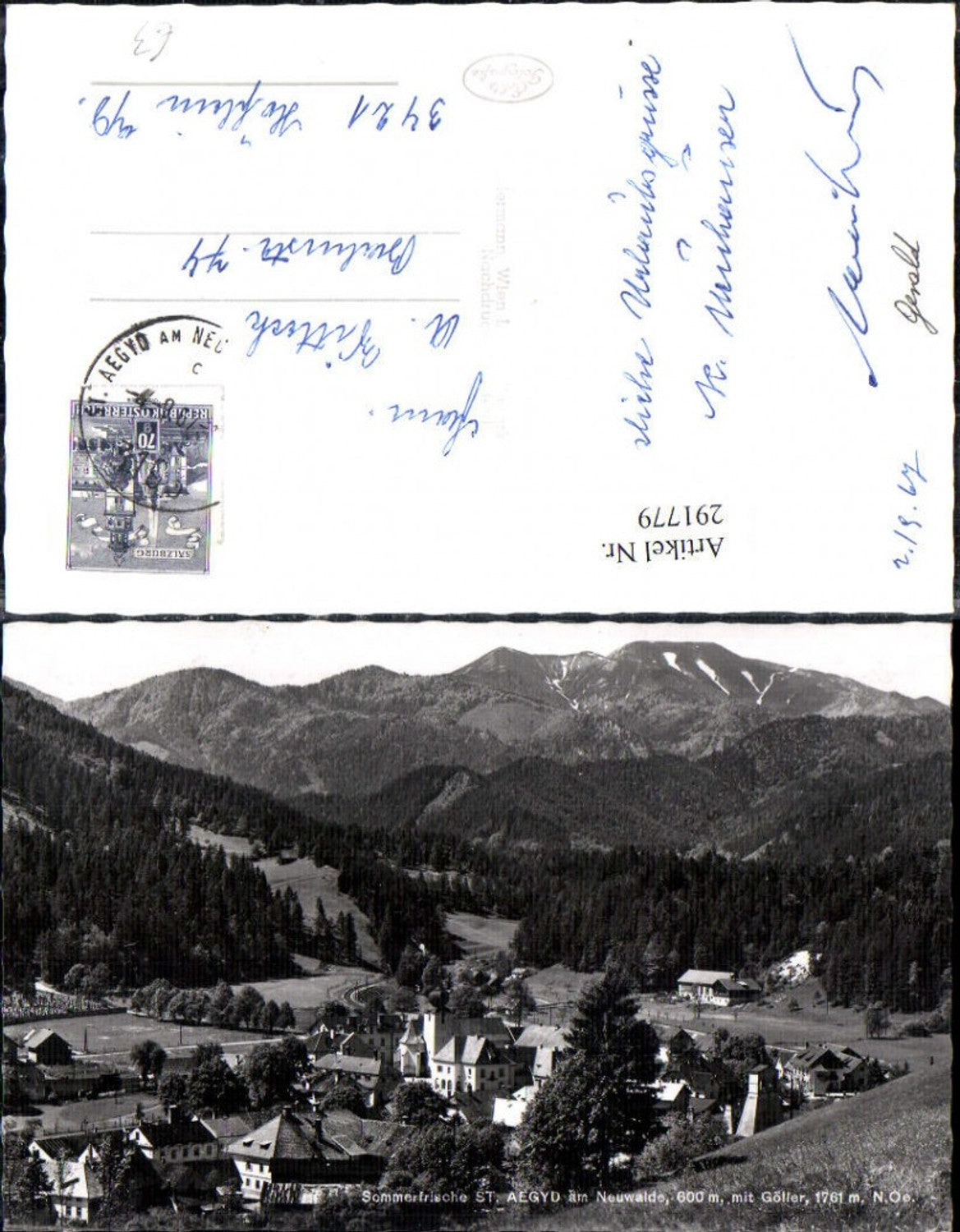 291779,St. Aegyd am Neuwalde Totale m. Göller Bergkulisse