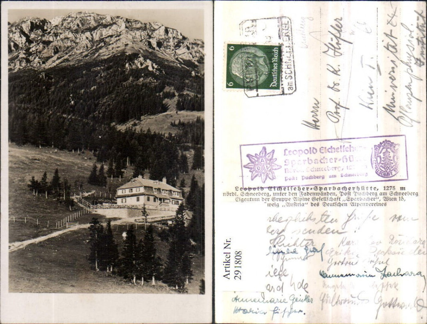 291808,Sparbacher-Hütte Berghütte b. Puchberg am Schneeberg Bergkulisse