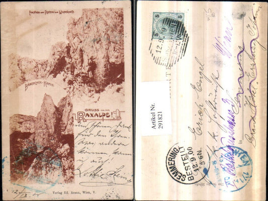 291821,Gruß von d. Raxalpe Einstieg zur Wildfährte Bärenloch-Kamin b. Reichenau