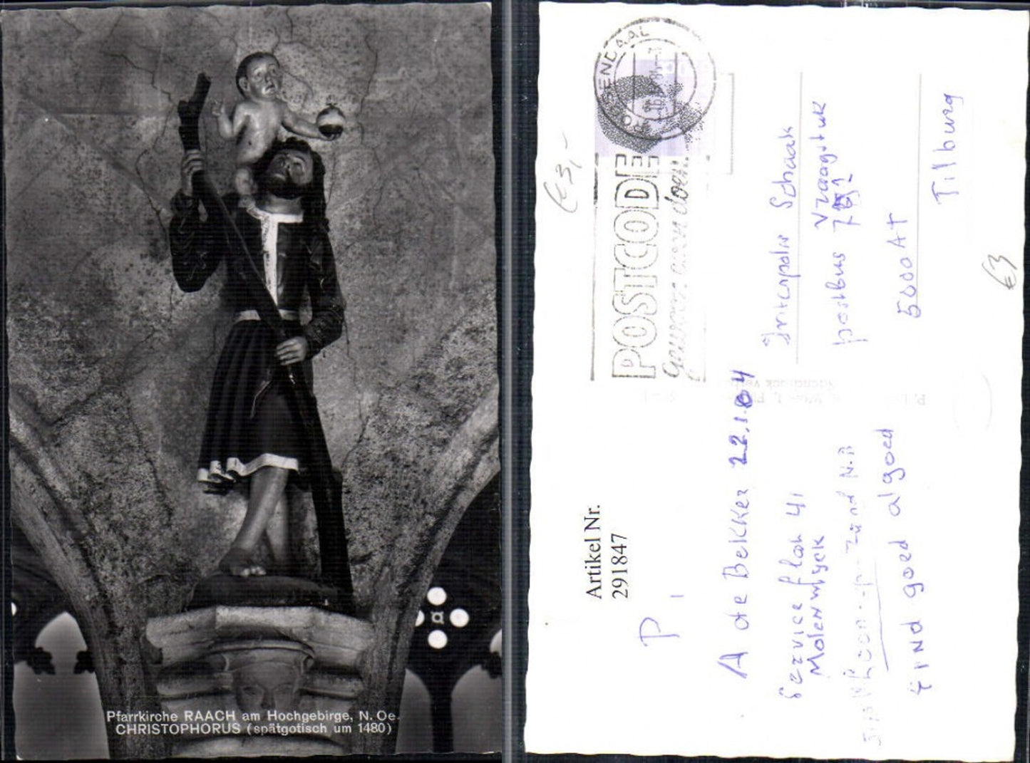 291847,Raach am Hochgebirge Pfarrkirche Christopherus Statue
