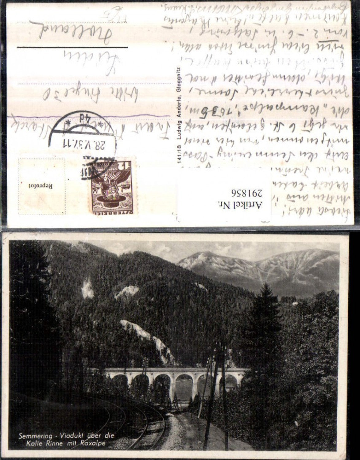 291856,Semmering Semmeringbahn Viadukt Kalte Rinne m. Raxalpe Bergkulisse