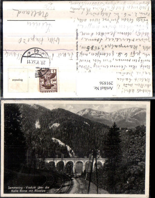 291856,Semmering Semmeringbahn Viadukt Kalte Rinne m. Raxalpe Bergkulisse