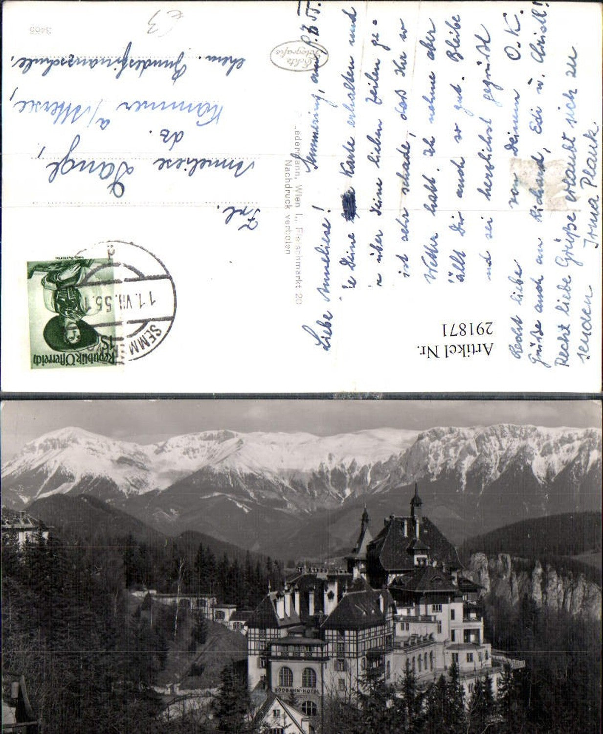 291871,Semmering Südbahnhotel geg. Rax Bergkulisse
