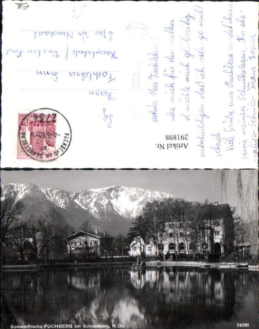 291898,Puchberg am Schneeberg Teich Häuser Bergkulisse