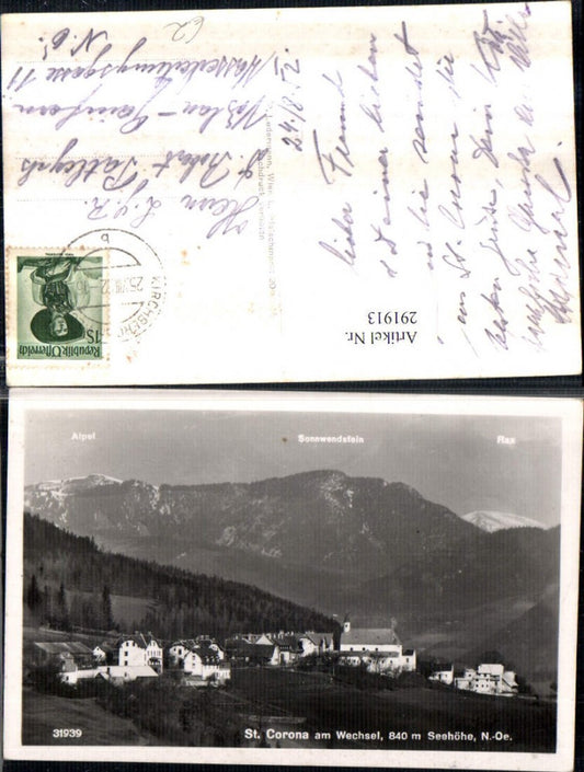 291913,St. Corona am Wechsel Totale m. Sonnwendstein Bergkulisse