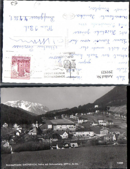 291925,Grünbach Totale m. Schneeberg Bergkulisse