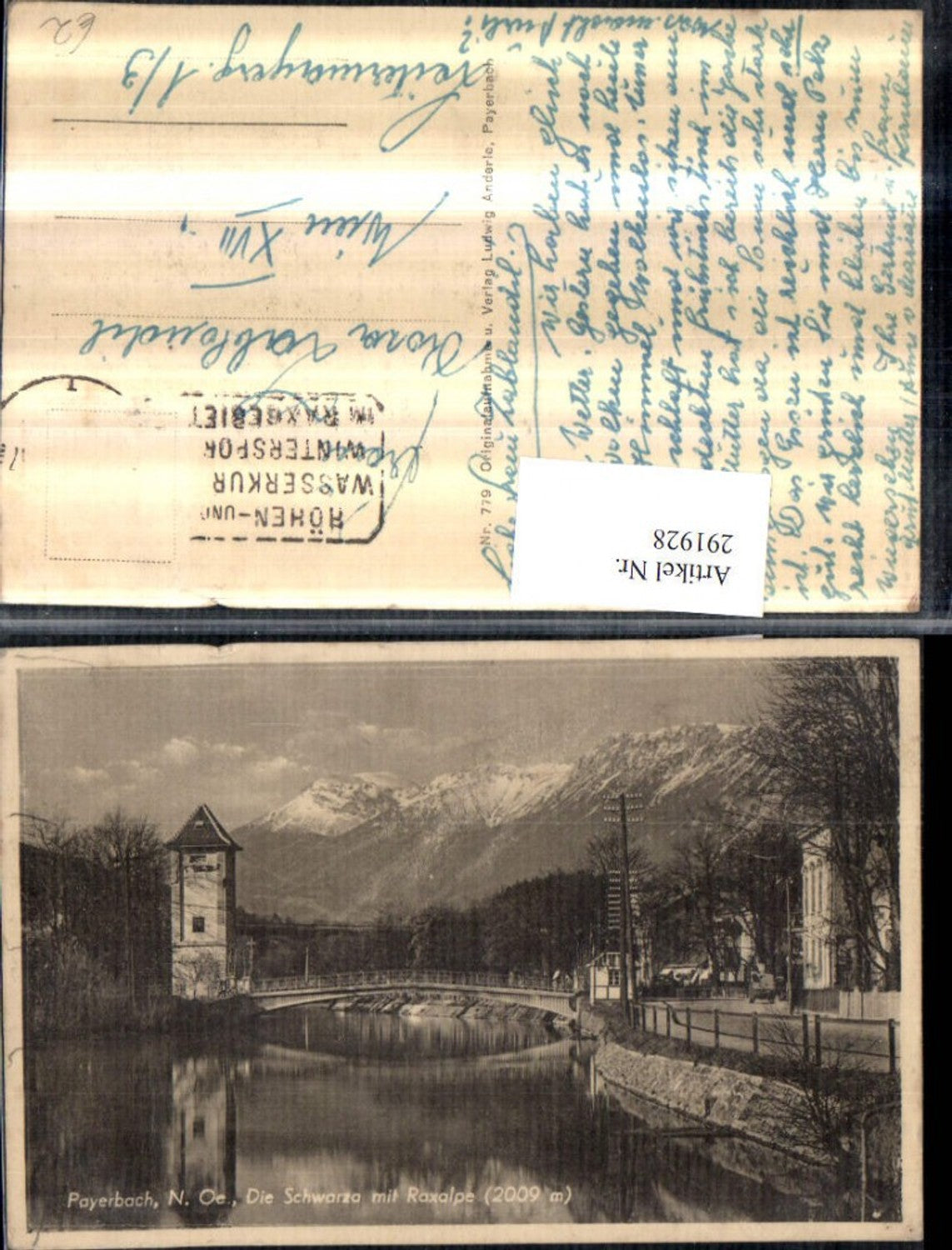 291928,Payerbach Schwarza m. Raxalpe Brücke Bergkulisse