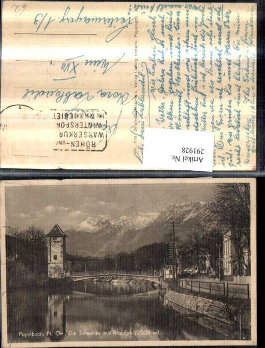 291928,Payerbach Schwarza m. Raxalpe Brücke Bergkulisse