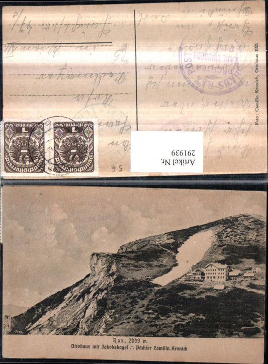 291939,Rax Ottohaus Berghütte m. Jakobskogel b. Reichenau
