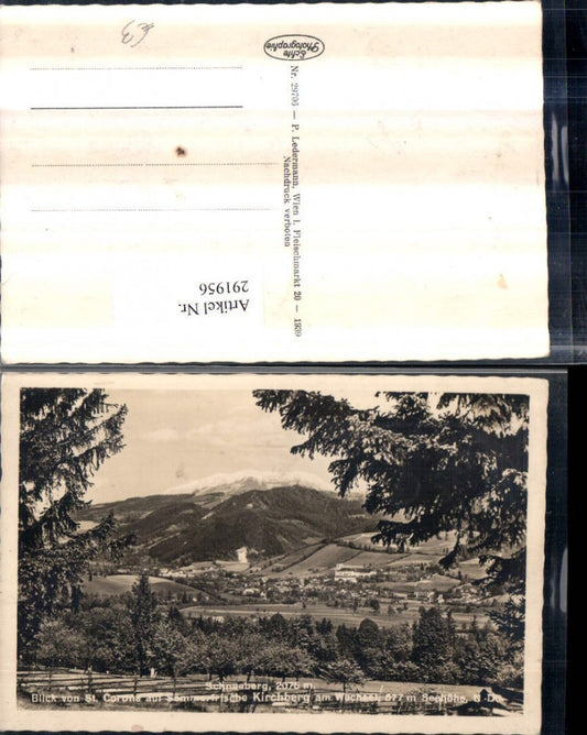291956,Blick von St. Corona auf Kirchberg am Wechsel Totale m. Schneeberg
