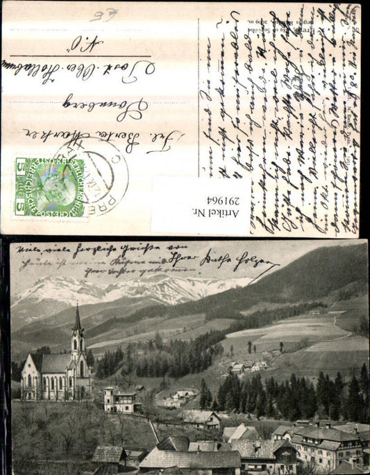 291964,Prein an d. Rax Teilansicht Kirche geg. Rax Bergkulisse