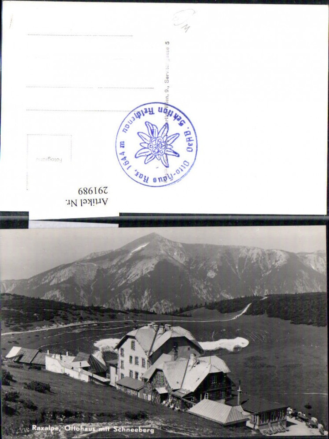 291989,Raxalpe Ottohaus Berghütte m. Schneeberg Bergkulisse b. Reichenau