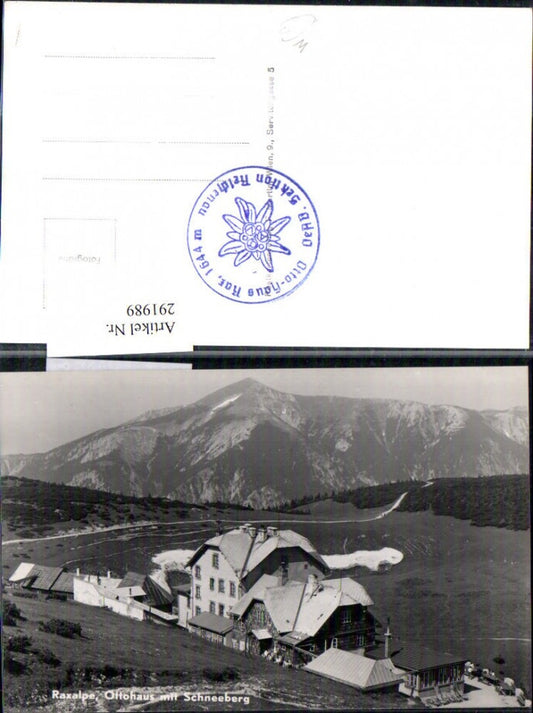 291989,Raxalpe Ottohaus Berghütte m. Schneeberg Bergkulisse b. Reichenau