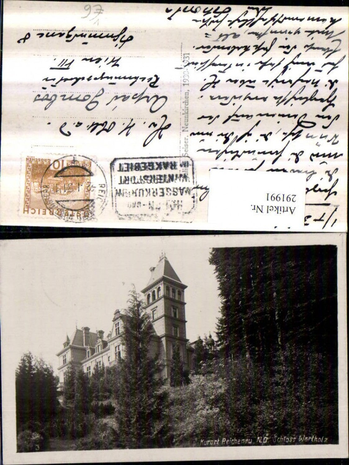 291991,Reichenau an d. Rax Schloss Wartholz pub Julius Seiser