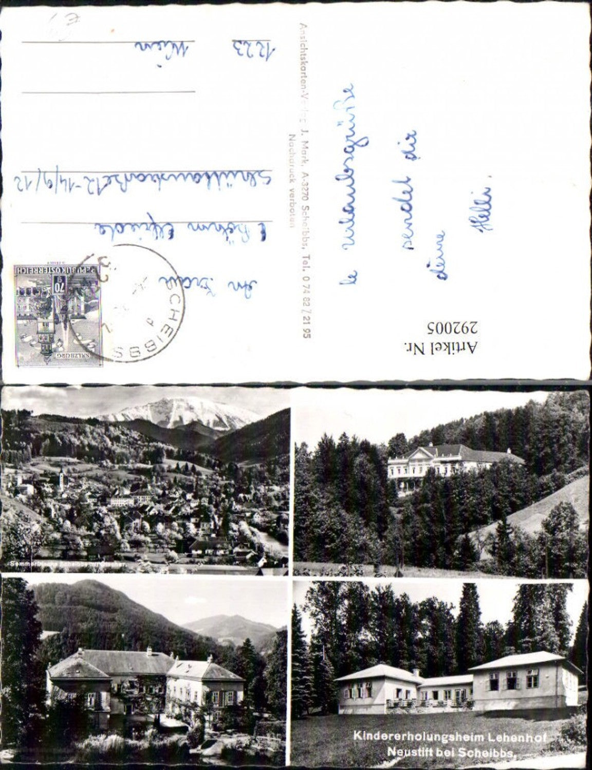 292005,Scheibbs Totale m. Ötscher Kindererholungsheim Lehenhof b. Neustift Mehrbildkarte