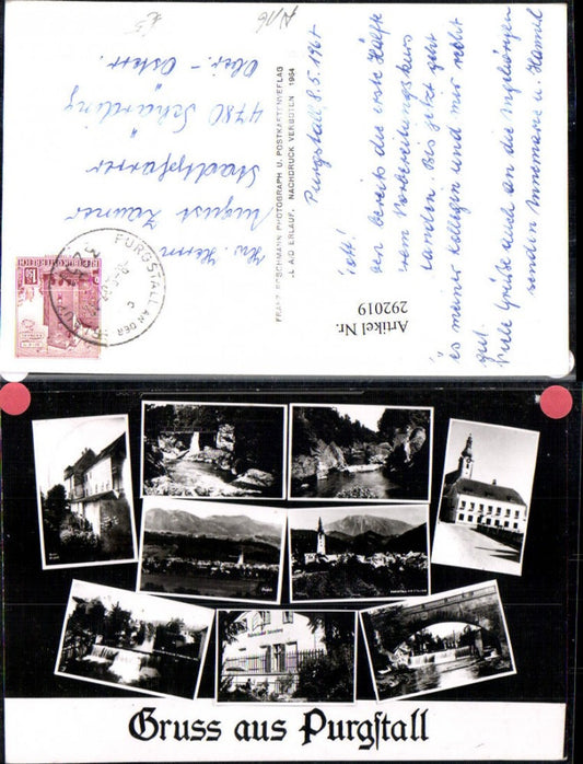 292019,Gruß aus Purgstall Totale Schloss Wehr Wasserheilanstalt Brücke Mehrbildkarte