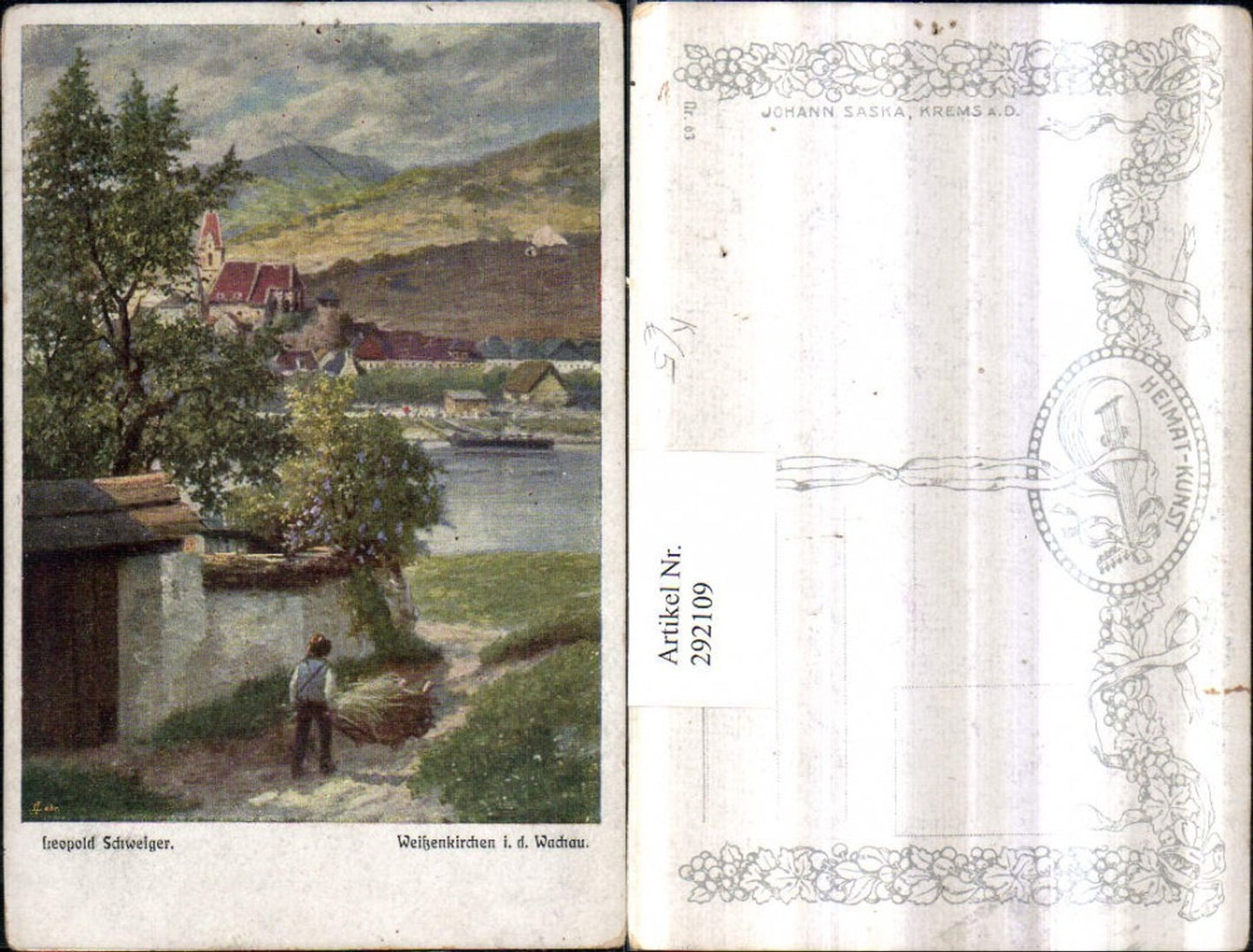 292109,Künstler AK Leopold Schweiger Weißenkirchen in d. Wachau Teilansicht Motiv