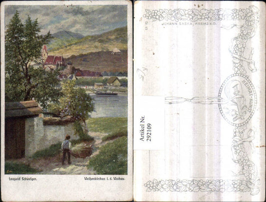 292109,Künstler AK Leopold Schweiger Weißenkirchen in d. Wachau Teilansicht Motiv