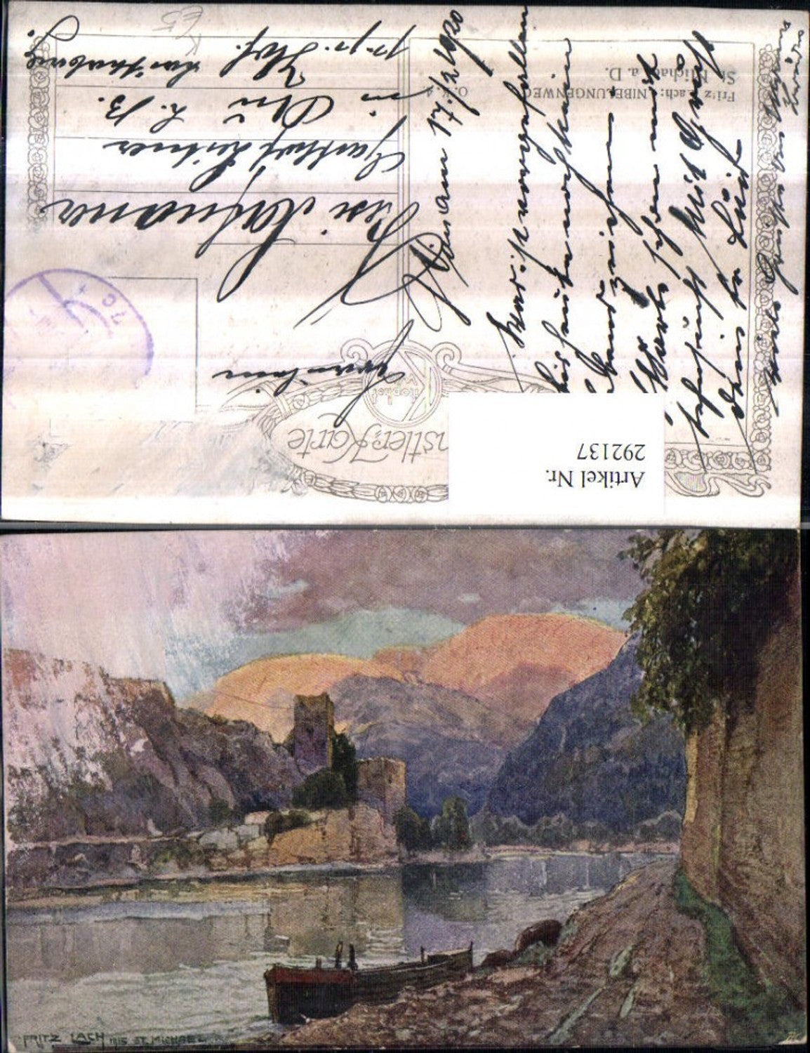 292137,Künstler AK Fritz Lach St. Michael an d. Donau Ruine Partie pub Kilophot