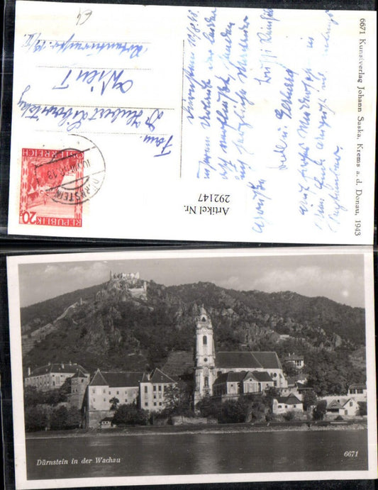 292147,Dürnstein in d. Wachau Totale Kirche m. Ruine
