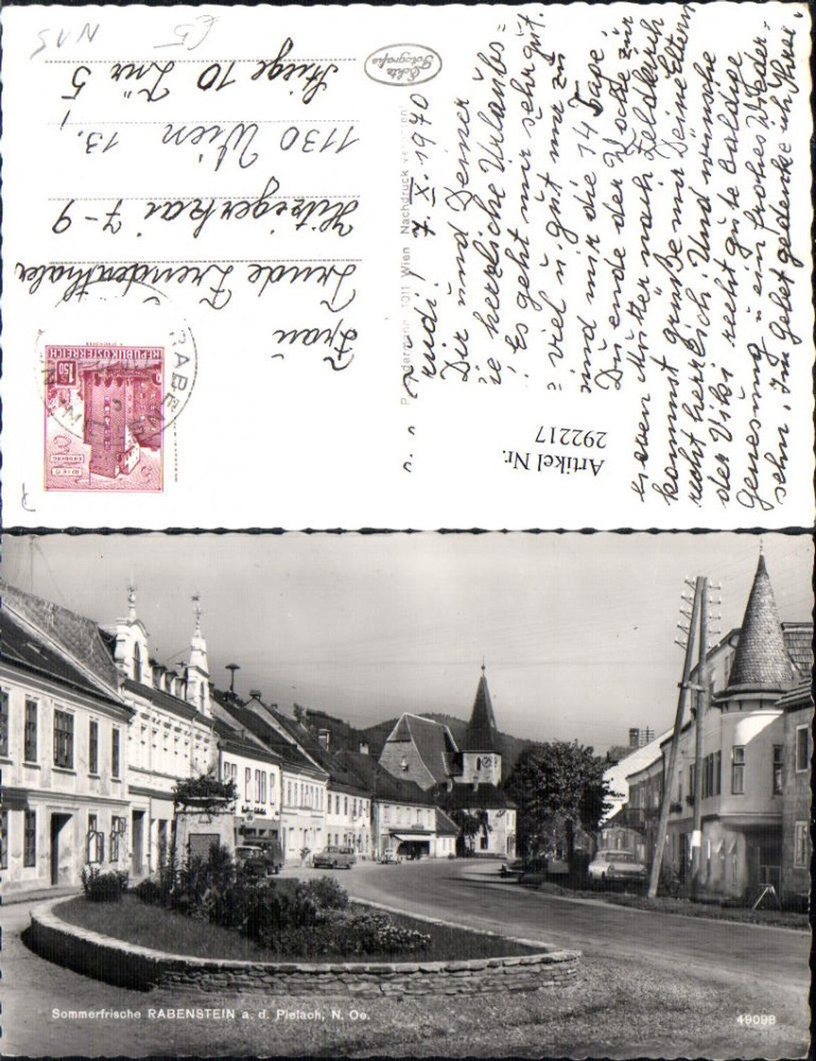 292217,Rabenstein an d. Pielach Straßenansicht Denkmal Kirche