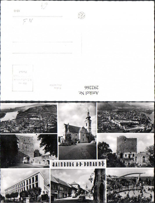 292266,Hainburg an d. Donau Totale Kirche Burgruine Schwimmbad Mehrbildkarte