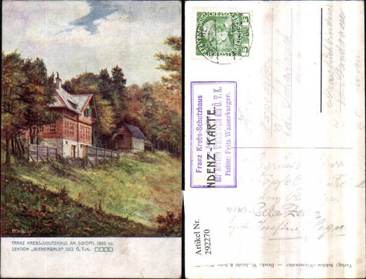 292270,Künstler AK H. Klingsbögl Franz Krebs-Schutzhaus am Schöpfl b. Brand-Laaben