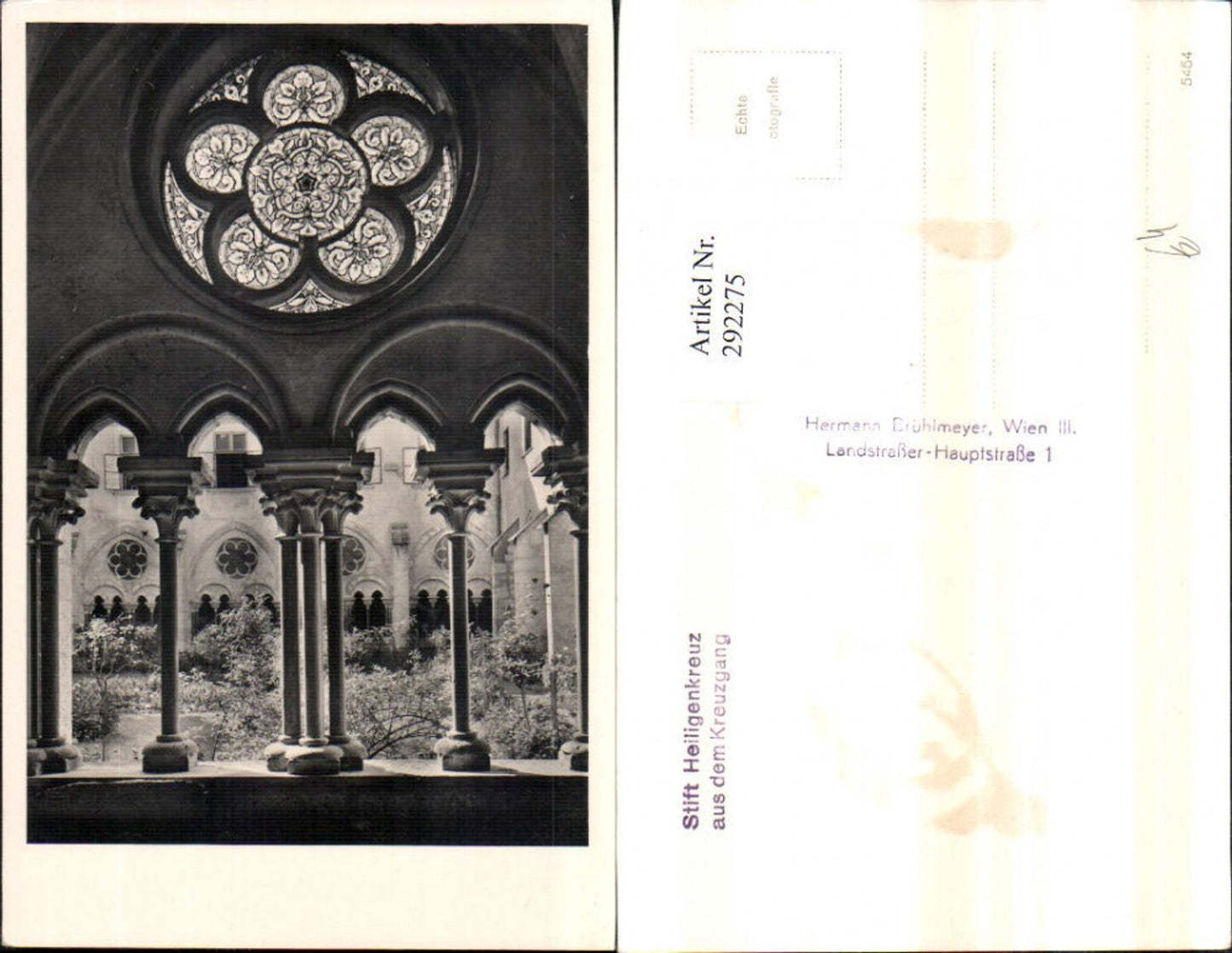 292275,Foto AK Stift Heiligenkreuz Kreuzgang Arkaden