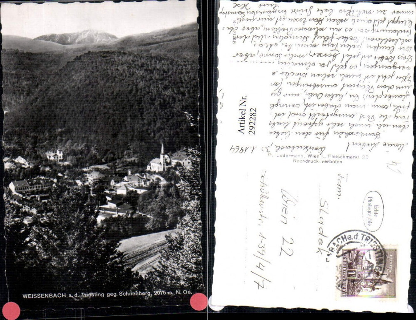 292282,Weissenbach an d. Triesting Totale geg. Schneeberg