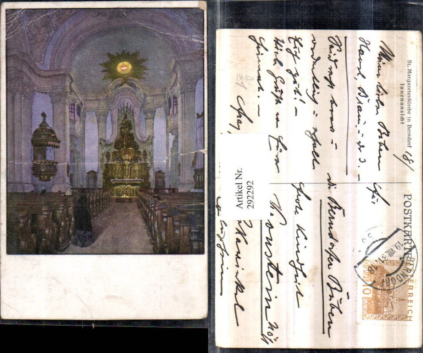 292292,Künstler AK Berndorf St. Margaretenkirche Kirche Innenansicht