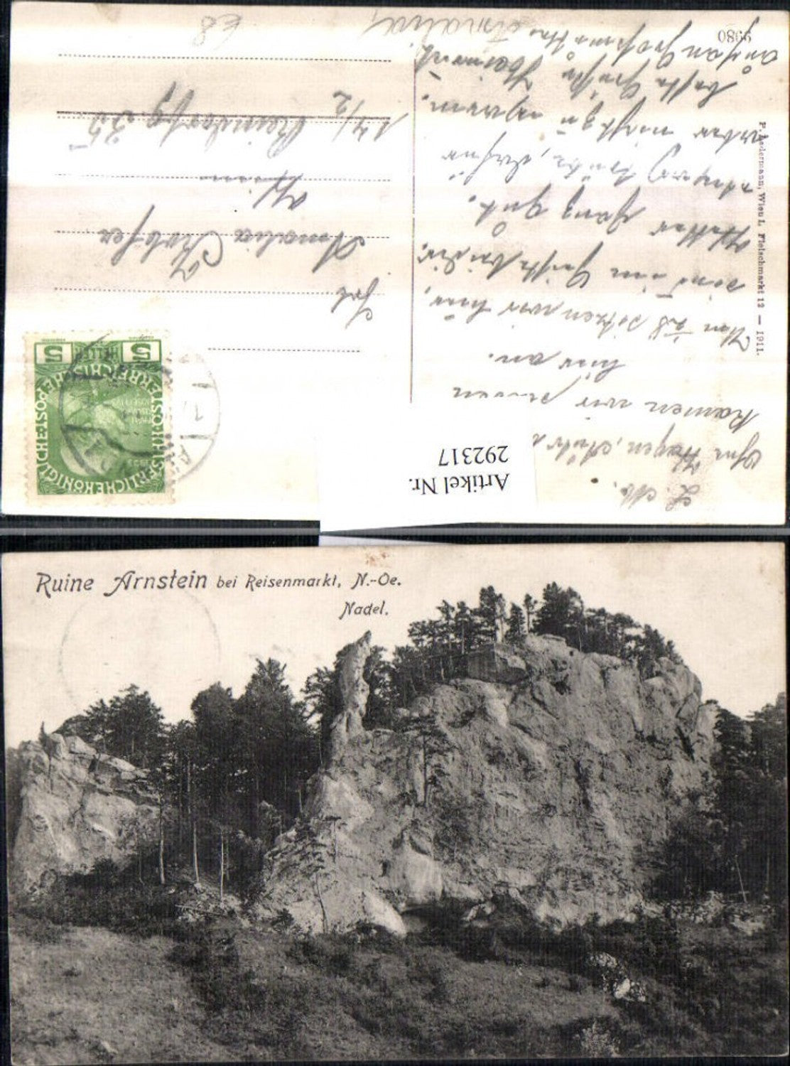 292317,Ruine Arnstein Nadel Felsen b. Raisenmarkt Alland