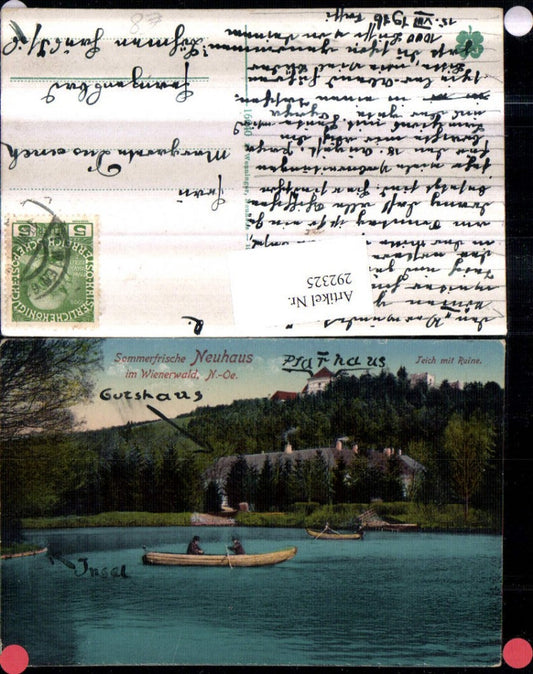 292325,Neuhaus im Wienerwald Teich m. Ruine Ruderboote