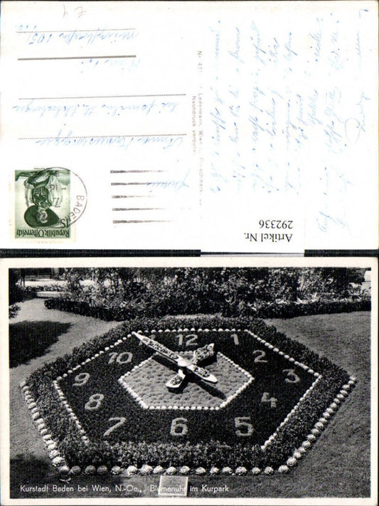 292336,Baden b. Wien Blumenuhr im Kurpark