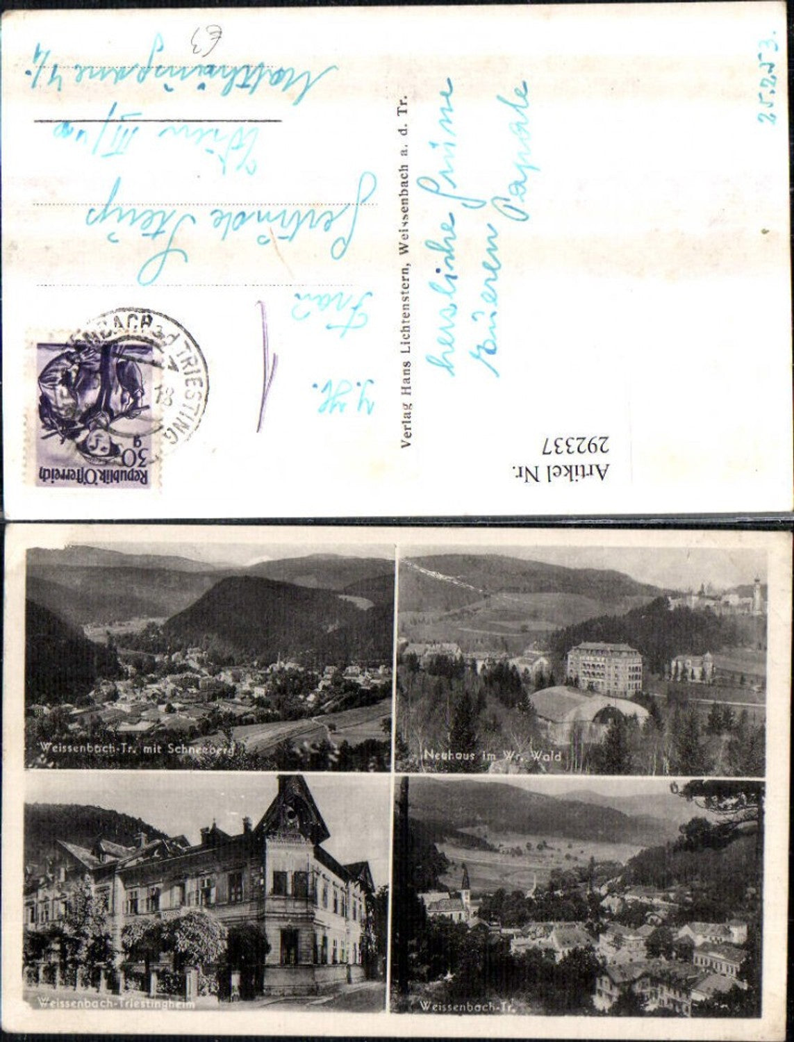 292337,Weissenbach an d. Triesting Totale Triestingheim Neuhaus Mehrbildkarte