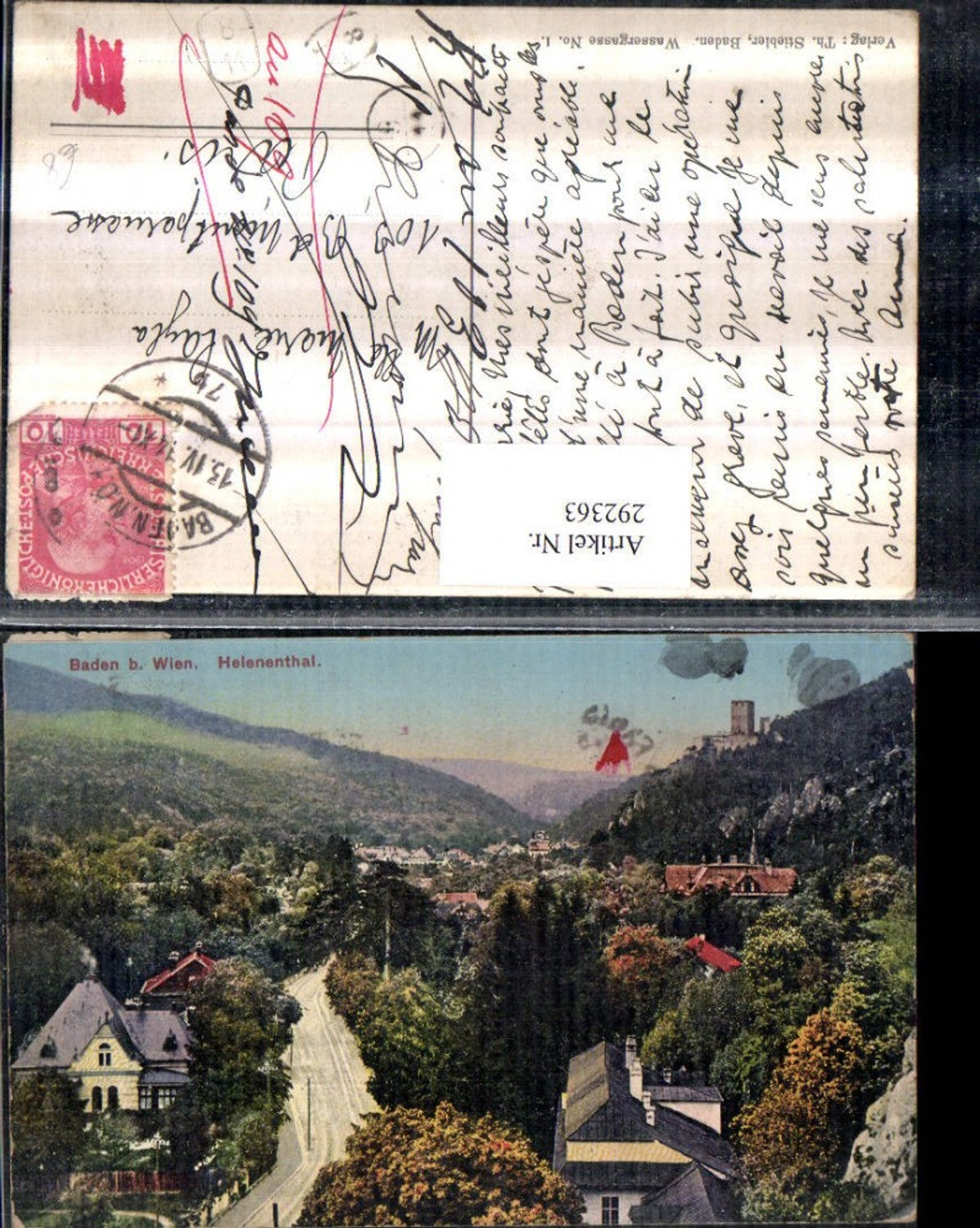 292363,Baden b. Wien Helenental Totale m. Ruine